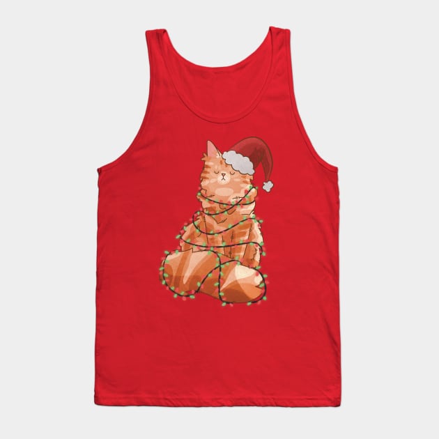 Wrapped in Christmas Lights - Red Maine Coon Tank Top by Feline Emporium